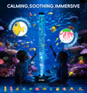 Children playing with a bubble tube lamp