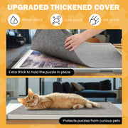 Puzzle board with felt cover to protect unfinished puzzles from pets and dust