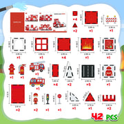 Magnetic Building Tiles Fire Rescue Set with Firefighter for Kids Ages 4-8
